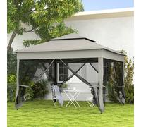 Outsunny 3 x 3m Garden Metal Gazebo Party Canopy Tent Shelter with Net Curtain D