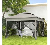 Outsunny Garden Folding Tent Heavy Duty Pop Up Gazebo Outdoor for Party Khaki - Dark Grey - Metal, polyester - 325cm x 325cm x 270cm