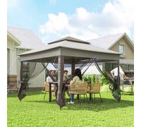 Outsunny Garden Folding Tent Heavy Duty Pop Up Gazebo for Party Light Grey