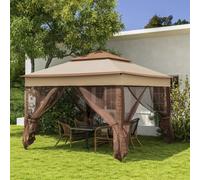 Outsunny Garden Folding Tent Heavy Duty Pop Up Gazebo for Party Khaki
