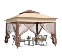 Outsunny Garden Folding Tent Heavy Duty Pop Up Gazebo for Party Khaki | TJ Hughes