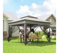 Outsunny Garden Folding Tent Heavy Duty Pop Up Gazebo for Party Light Grey