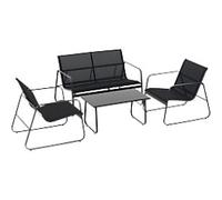 OutSunny Garden Furniture Set Metal, Fabric Black Outdoor 4 Pieces