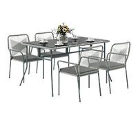 OutSunny Garden Furniture Set PE Rattan, PL (Polyester), Steel Light Grey Outdoor 5 Pieces