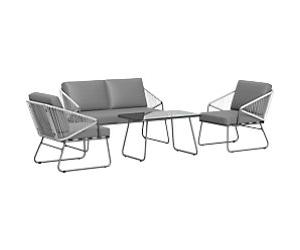 OutSunny Garden Furniture Set Steel, PE Rattan Grey Outdoor 4 Pieces