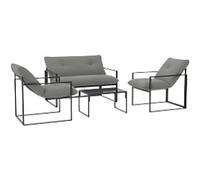 Outsunny 4 PCs Garden Sofa Set with 2 Armchairs Loveseat Coffee Table, Grey