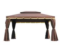 Outsunny 3x4m 2-Tier Gazebo Aluminium Garden Marquee Party Tent Canopy Coffee