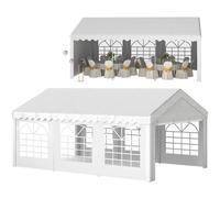 Outsunny Gazebo Marquee Party Tent Wedding Canopy Steel Frame Water Resistant size 6x4 m-White | TJ Hughes White