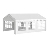 Outsunny Garden Gazebo Portable Carport Shelter W/ Removable Sidewalls&doors In Off White Off White