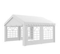 Outsunny Garden Gazebo Portable Carport Shelter W/ Removable Sidewalls&doors In White White