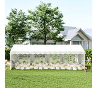 Outsunny Garden Gazebo Portable Carport Shelter W/ Removable Sidewalls&doors In White White
