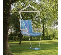 Outsunny Garden Hammock W/ Footrest Armrest Patio Swing Seat Hanging Rope Blue