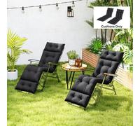 Outsunny Sun Lounger Cushions Only Set of 2, 190 x 56 x 10 cm Black | Garden Lounge Chair Cushions, UPF20+ 220gsm Fabric, Thick Sunbed Sunlounger Replacement Pads, 6 Ties