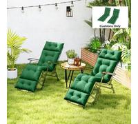 Outsunny Garden Lounge Chair Cushions Set Of 2, 220Gsm Fabric, Green