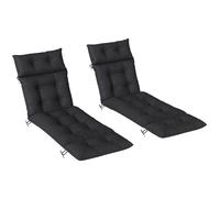 OUTSUNNY Garden Lounge Chair Cushions Set of 2, 220gsm Fabric in Black | Size: 190 cm x 60 cm Outsunny Black 190 cm x 60 cm