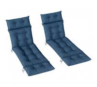 OUTSUNNY Garden Lounge Chair Cushions Set of 2, 220gsm Fabric in Navy | Size: 190 cm x 60 cm Outsunny Navy 190 cm x 60 cm