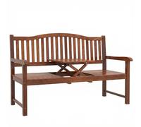 Outsunny Garden Loveseat Bench, 2-3 Seater Outdoor Bench with Liftable Table and Waterproof Cover, Light Brown