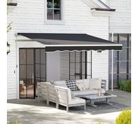 OUTSUNNY Garden Manual Awning Retractable Patio Sun Shade Shelter 2.5 x 2m in Black Outsunny Black