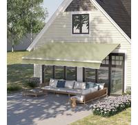 Outsunny Garden Sun Shade Canopy Retractable Awning - 3 x 2.5m - Cream White | TJ Hughes