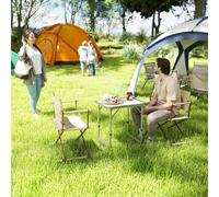 OUTSUNNY 2FT Garden Outdoor Camping Table Portable Folding Picnic Table Aluminium Frame with adjustable height 60L x 45W x 64H (cm) in Silver Outsunny Silver