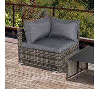 OUTSUNNY Garden Outdoor Rattan Corner Sofa, Single Sofa, Coffee Table in Dark Grey Outsunny Dark Grey