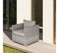 OUTSUNNY Garden Outdoor Rattan Corner Sofa, Single Sofa, Coffee Table in Grey Outsunny Grey