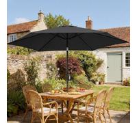 Outsunny 2m Garden Parasol Umbrella, Outdoor Table Parasol Umbrella with Crank Handle, Tilt Function, UV30+ Protection, Sun Shade Canopy for Patio, Beach, Black