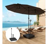 Outsunny Garden Parasol Base Parasol Stand, Sand/Water Filled, Black, Black