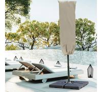 Outsunny Garden Parasol Cover, Outdoor Patio Umbrella Protector Weatherproof Garden Patio with Rod, Zipper for 2-4.6m Parasol, Φ60 x 160cm, Khaki