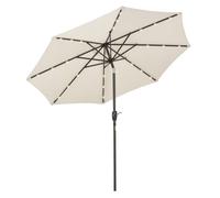 Outsunny Garden Parasol Outdoor Tilt Sun Umbrella Patio 24 Led Light Hand Crank Off-White