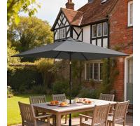 Outsunny 3x2m Garden Parasol, Parasol Umbrella with Crank Handle, Tilt Function, Polyester Canopy, Outdoor Table Umbrella for Patio, Garden, Dark Grey