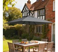 Outsunny 3x2m Garden Parasol, Parasol Umbrella with Crank Handle, Tilt Function, Polyester Canopy, Outdoor Table Umbrella for Patio, Garden, Dark Grey