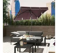 Outsunny Aluminium Sun Umbrella Parasol Patio Rectangular 2M x 1.3M Brown