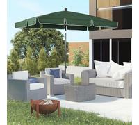 Outsunny 2 x 1.3m Garden Parasol Umbrella, Outdoor Market Table Umbrella with Ruffles & Aluminium Pole, Rectangular Tilting Parasol Sun Shade Canopy, Green