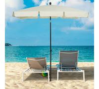 OUTSUNNY Aluminium Sun Umbrella Parasol Patio Garden Rectangular Tilt 2M x 1.25M in Cream Outsunny Cream