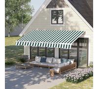 OUTSUNNY Garden Manual Awning Retractable Patio Sun Shade Shelter in Green Outsunny Green