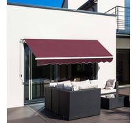 Outsunny Garden Sun Shade Canopy Retractable Awning - 3 x 2.5m - Wine Red | TJ Hughes