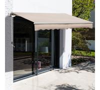 OUTSUNNY Garden Patio Manual Awning Canopy Sun Shade Shelter Retractable 4 Size 5 Colour in Beige Outsunny Beige