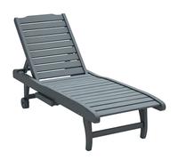 Outsunny Wooden Sun Lounger Outdoor Patio Sun Bed w/ Pull-out Table Grey, Grey