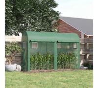 Outsunny Garden Plant Tomato Growth Greenhouse W/ Double Doors & 4 Windows PE Cover Steel Frame Green | TJ Hughes