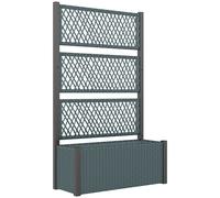 Outsunny Garden Planter Box with Trellis, Liner for Climbing Plants, Vegetables, Flowers, 90 x 35 x 148 cm, Charcoal Grey