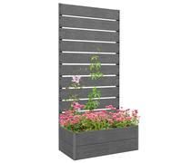 Outsunny Garden Planter with Trellis - 2-in-1 Design Wooden Planter Box Aluminium Frame And Wood-plastic Panels, Grey Aosom UK
