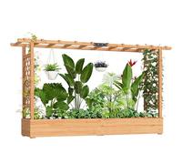 Outsunny Garden Planter with Trellis, 200 x 44 x 113.5 cm, Natural