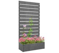 Outsunny Garden Planter with Trellis for Climbing Plants, Dark Grey | Flowers, Vines, Freestanding Raised Bed, Garden, Outdoor, Patio, Planter Box with Drainage Gap