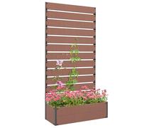 Outsunny Garden Planter with Trellis for Climbing Plants, Light Brown