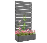 Outsunny Garden Planter with Trellis for Climbing Plants, Vines, Flowers, Freestanding Raised Bed for Garden, Outdoor, Patio, Planter Box with Drainage Gap, Dark Grey