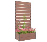 Outsunny Raised Garden Bed with Trellis and Drainage Hole, Planter Box Black - Brown - Wood-Plastic Composite Board - 72W x 38D x 150Hcm