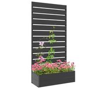 Outsunny Garden Planter with Trellis for Climbing Plants, Vines, Flowers, Freestanding Raised Bed for Garden, Outdoor, Patio, Planter Box with Drainage Gap, Black