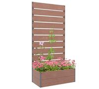 Outsunny Raised Garden Bed with Trellis and Drainage Hole, Planter Box Brown