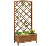 Outsunny Garden Planter with Trellis, Wooden Raised Bed, 60 x 30 x 122.5 cm